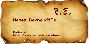 Nemes Barnabás névjegykártya